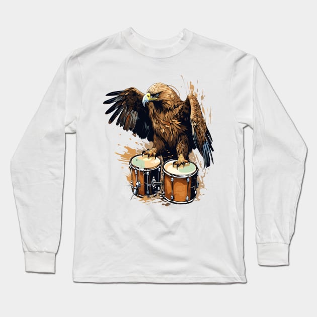 Eagle And Drum Long Sleeve T-Shirt by Graceful Designs